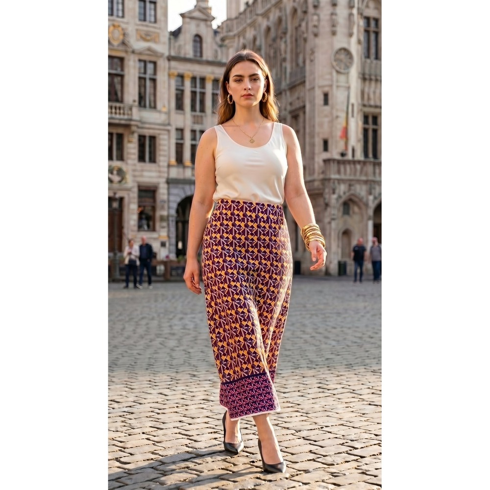 Cato Womens Chartreuse And Purple Geometric Pull-On Maxi Skirt, Sz 18/20